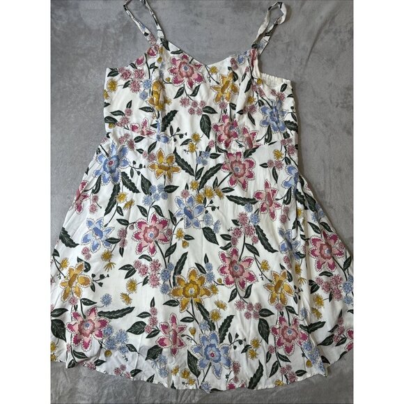 Old Navy cami dress 3X floral sleeveless a-line white multicolor spring summer - Picture 5 of 9